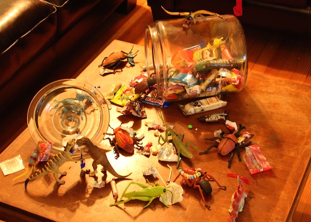 Bugs and Dinosaurs Attack the Halloween Candy